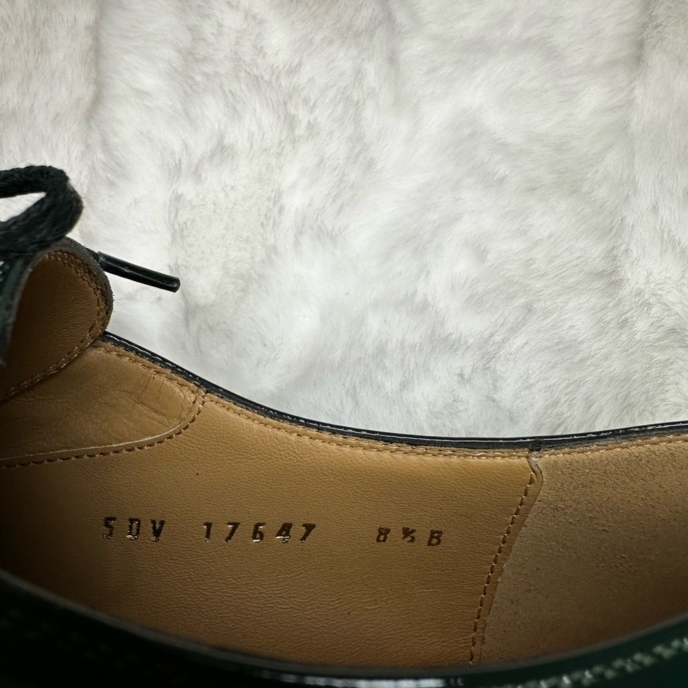 Salvatore Ferragamo Dark Green Patent Leather Oxfords - Picture 7 of 7